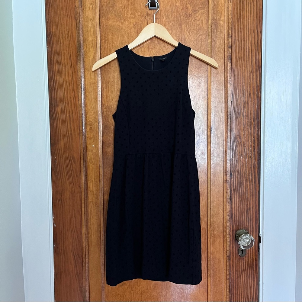 Black J.Crew dress with velvety polka dots